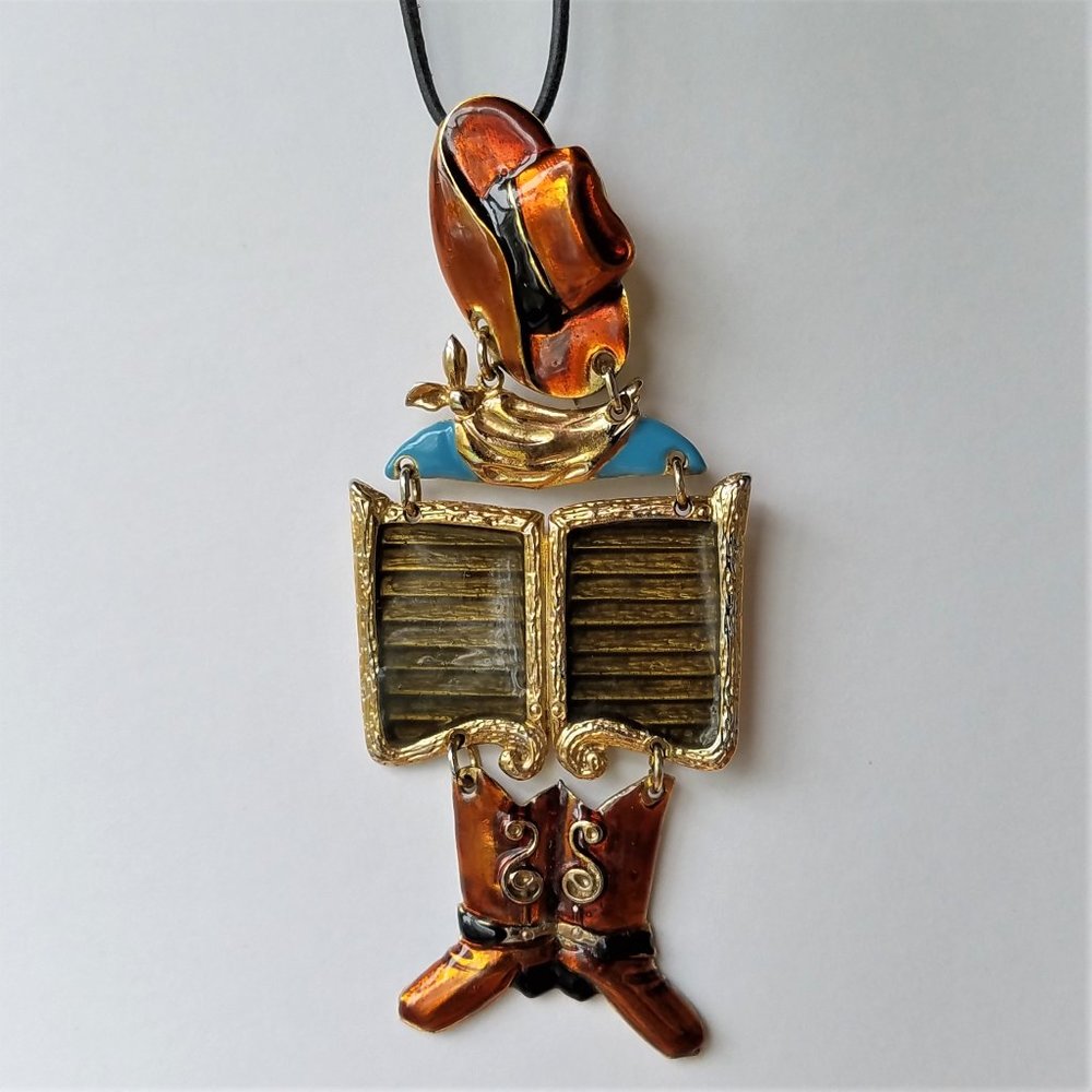 Vintage Don Lin Saloon Cowboy Brooch
